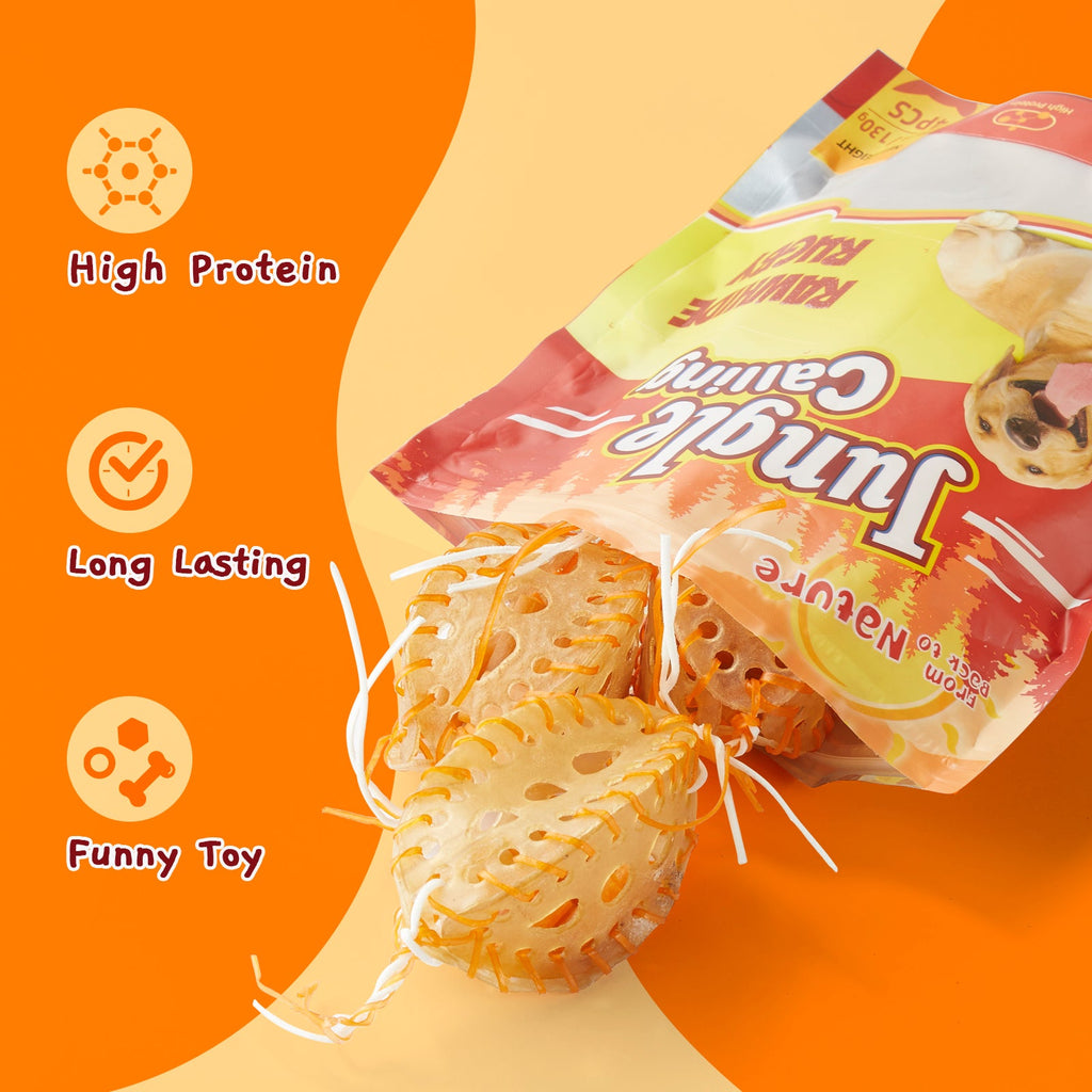 Dog Rawhide Chews for Aggressive Chewers, Dog Chews Long Lasting Treats for Medium and Large Dogs, with Real Chicken Treats Inside, 4 Count