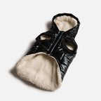 Emma Dog Jacket  Shiny Black Water-Resistant Winter Coat with Sherpa