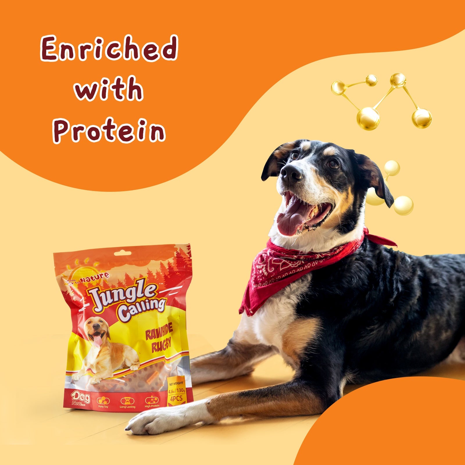 Dog Rawhide Chews for Aggressive Chewers, Dog Chews Long Lasting Treats for Medium and Large Dogs, with Real Chicken Treats Inside, 4 Count