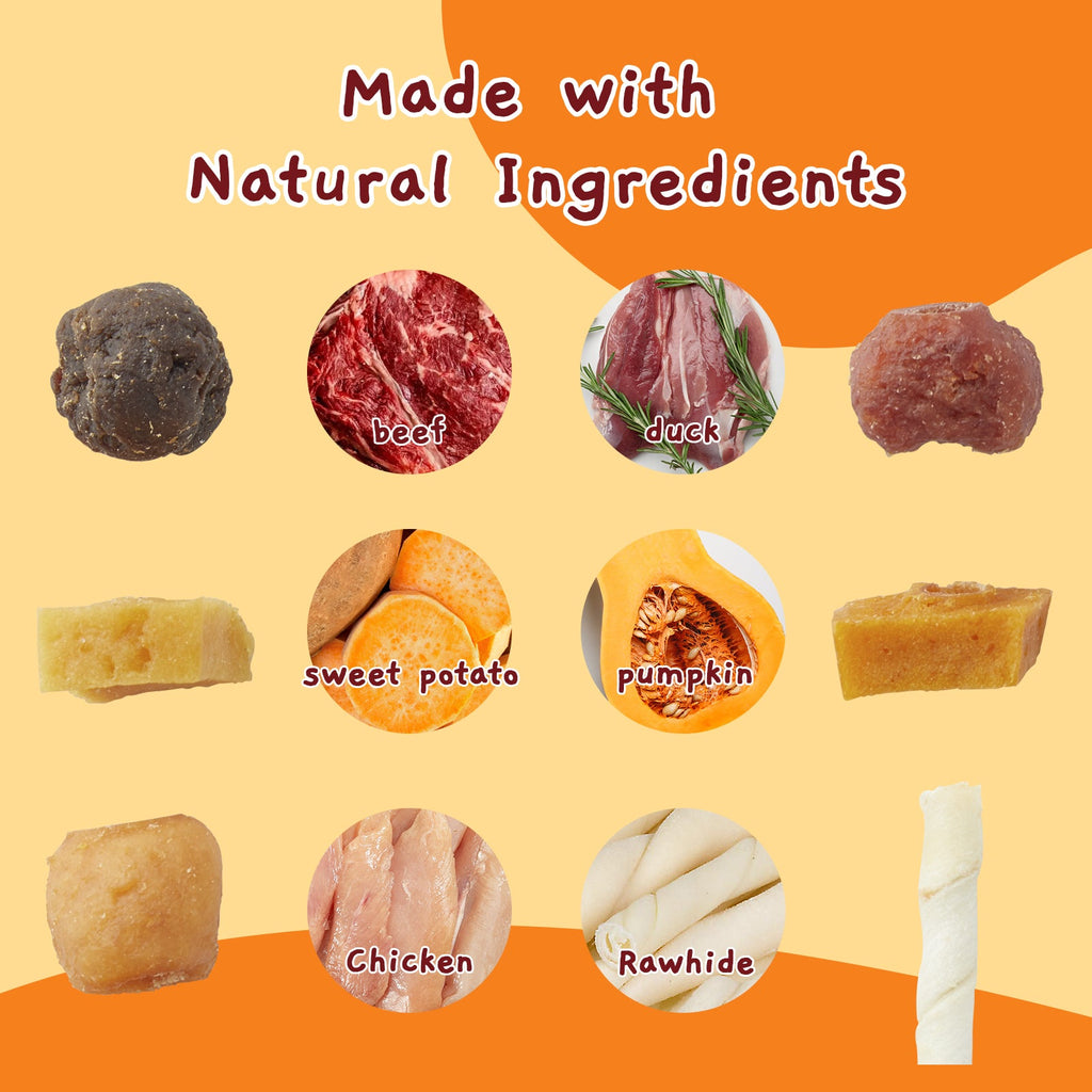 Multi-Flavor Kabob Dog Snacks, Dog Kabobs, Made with Chicken, Duck, Beef, Sweet Potato and Pumpkin, Rawhide Sticks for Dogs