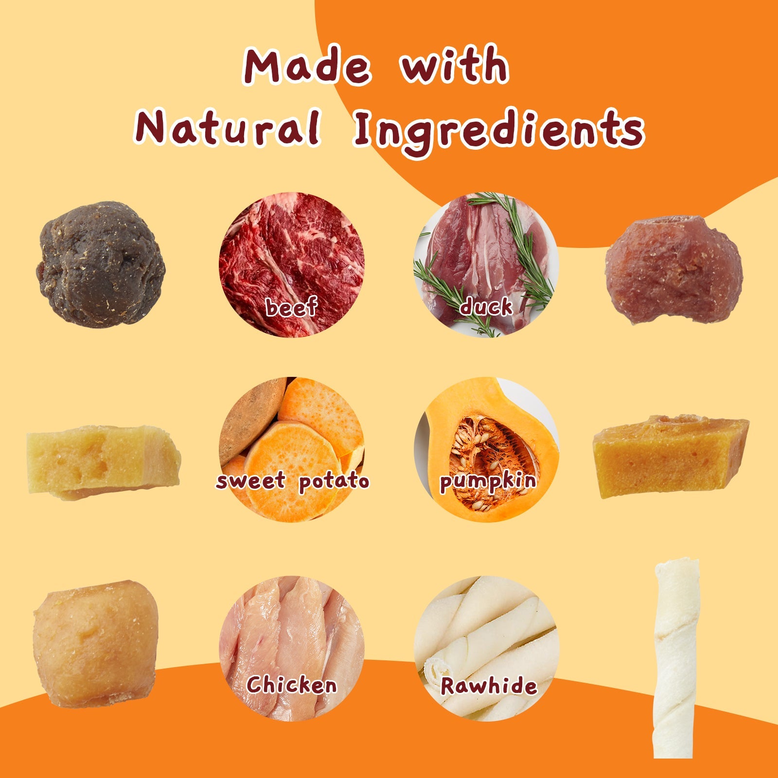 Multi-Flavor Kabob Dog Snacks, Dog Kabobs, Made with Chicken, Duck, Beef, Sweet Potato and Pumpkin, Rawhide Sticks for Dogs