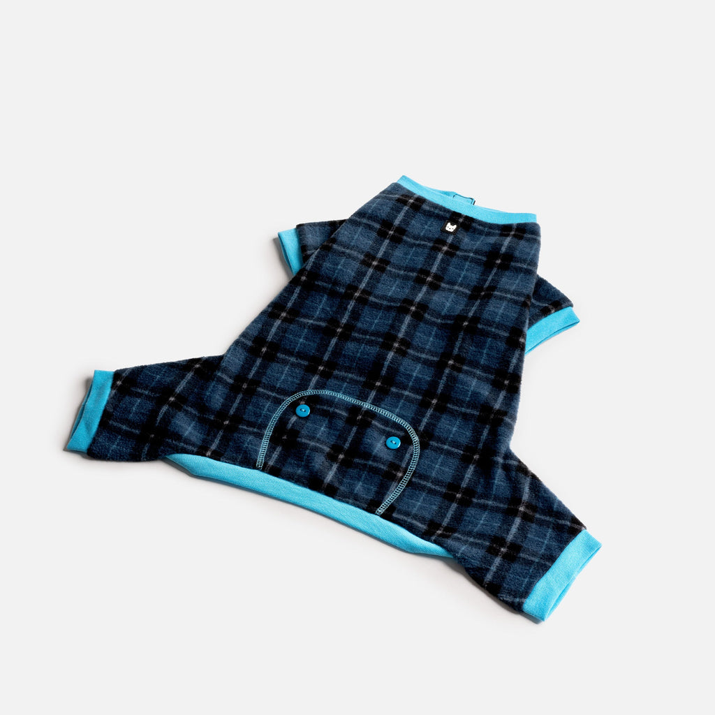 Blue Plaid Dog Pajamas  Soft & Cozy Pet Onesie for Ultimate Comfort