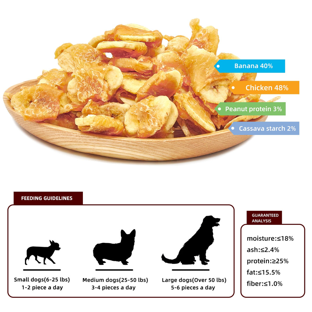 Healthy Treats for Dogs, Chicken Wrapped Banana for Small & Medium Dogs Treats, Low Fat Puppy Training Treats, 11 oz
