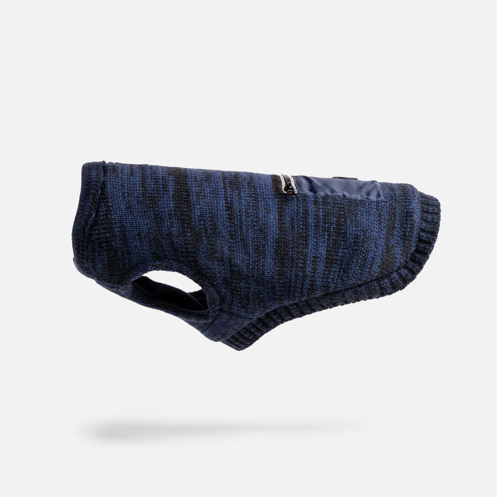 Mia Dog Sweater  Cozy Blue Knit Pullover with Poop Bag Dispenser