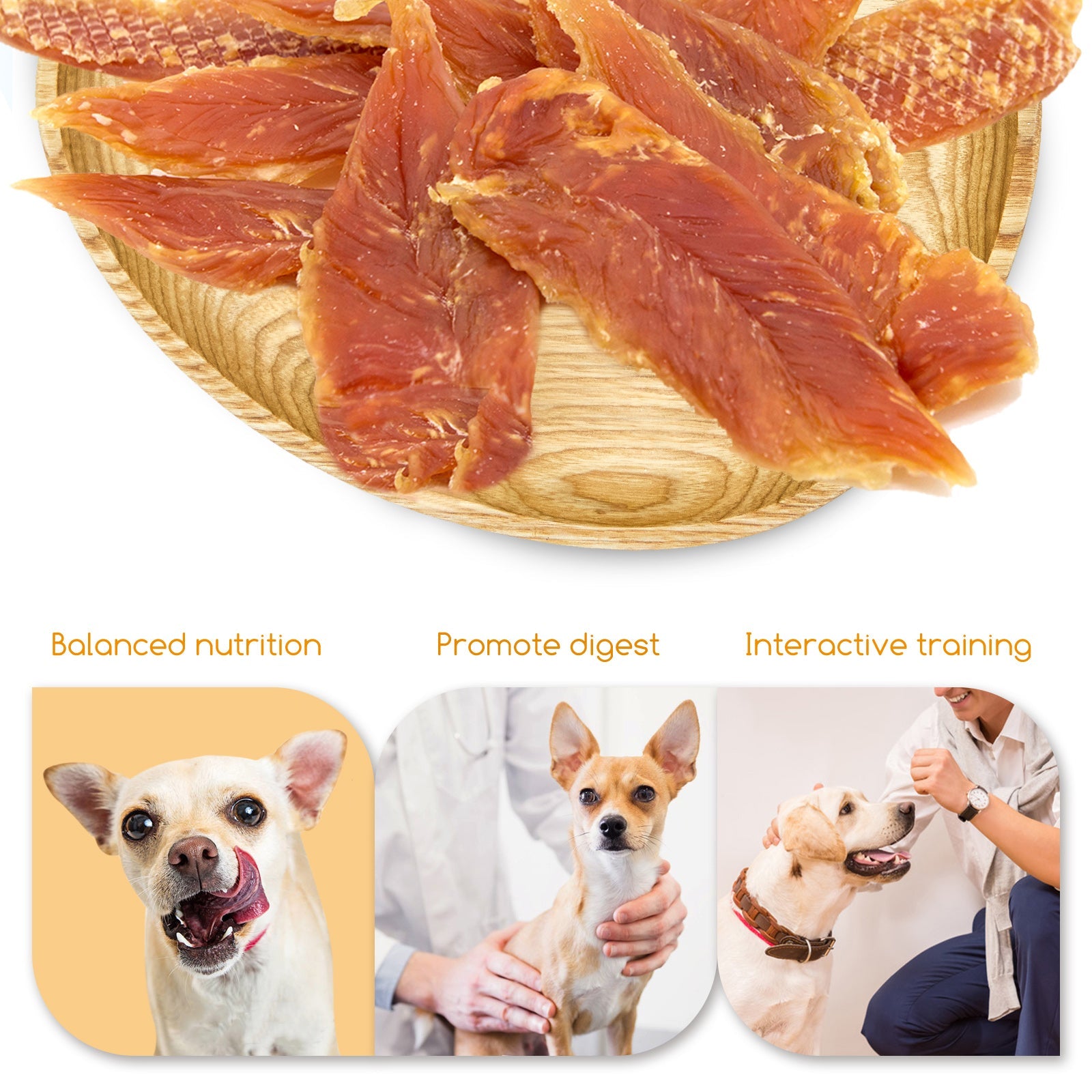 Dog Treats Chicken Jerky Training Treats, Slow Roasted Snacks for Medium and Large Dogs Chewy Treats 10.6 Ounce (Chicken Jerky)