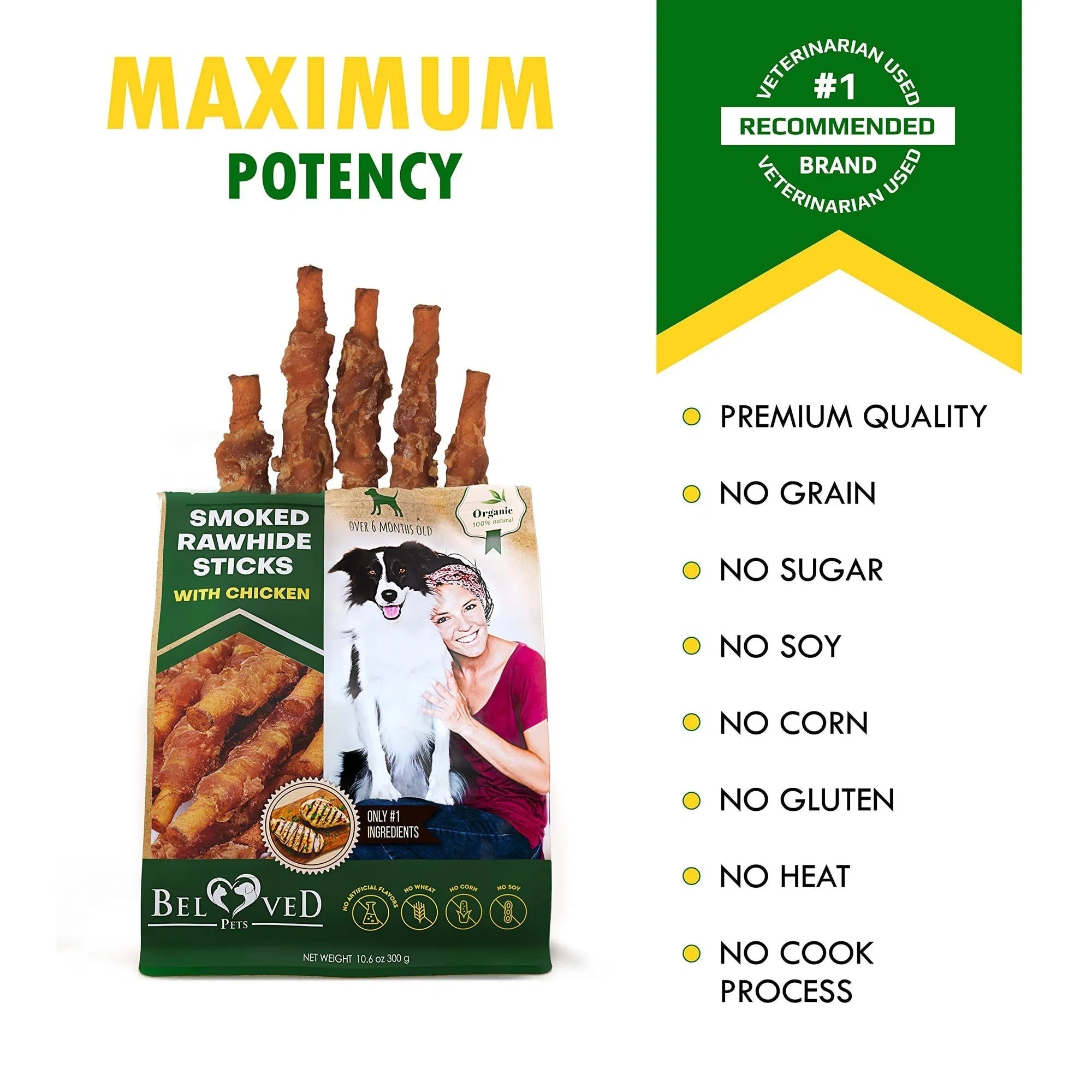 Dog Smoked Rawhide Sticks Wrapped Chicken Pet Natural Chew Treats