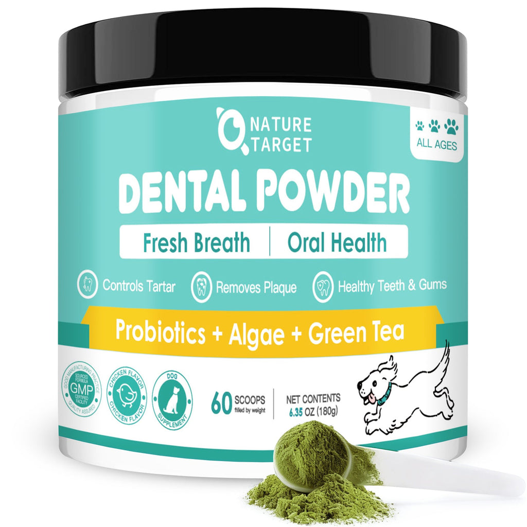 Dog Dental Powder with Probiotics, Brown Algae & Green Tea, 180g / 60 Scoops