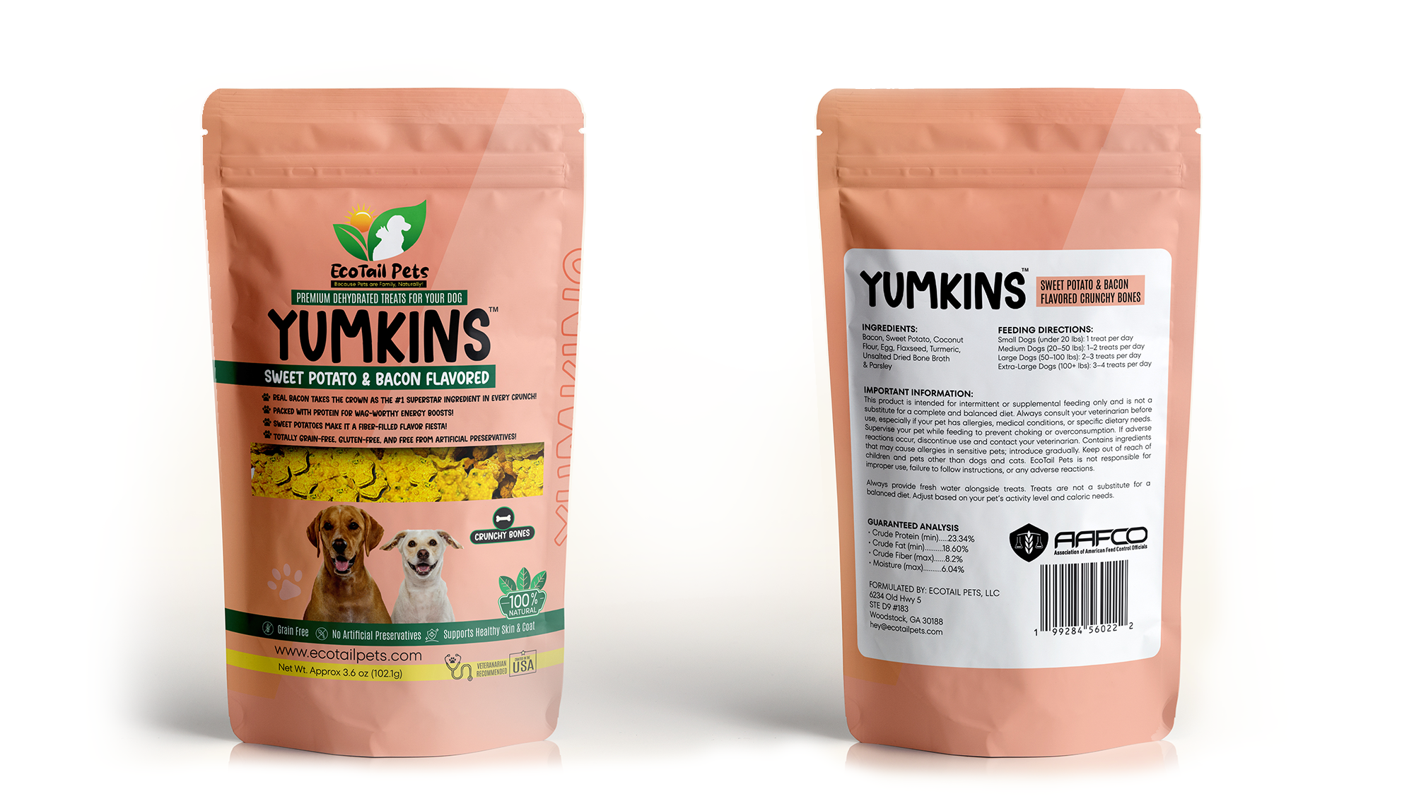 Yumkins™: 3 x (3.6oz) Sweet Potato & Bacon Flavored Bones - Bundle