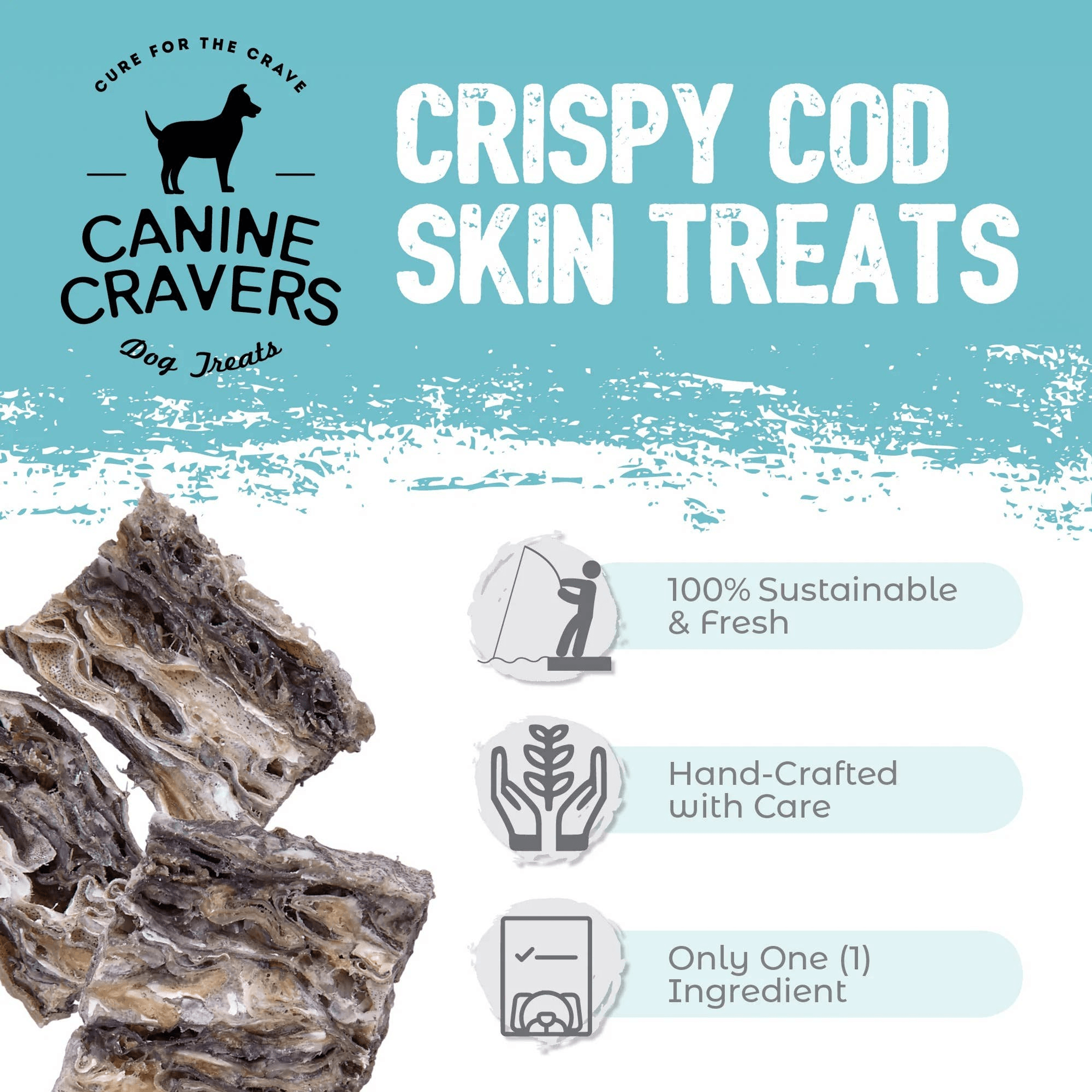 Crispy All-Natural Cod Skins Dog Treats - Premium Single Ingredient