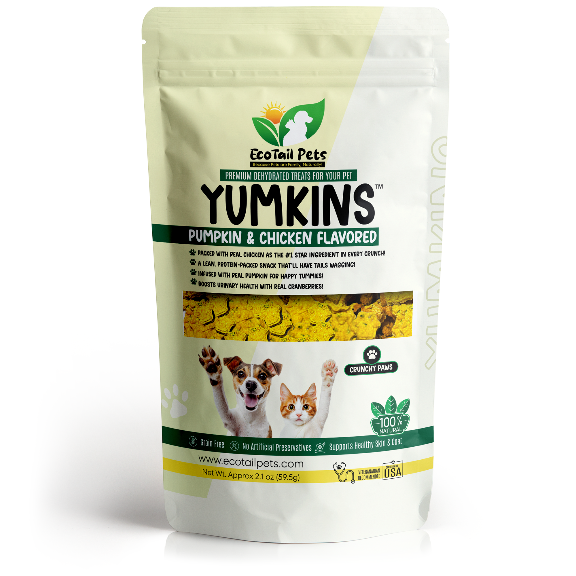 Yumkins™: Pumpkin & Chicken Flavored Paws (Dogs & Cats) – Small Size Single Pouch - 2.1oz