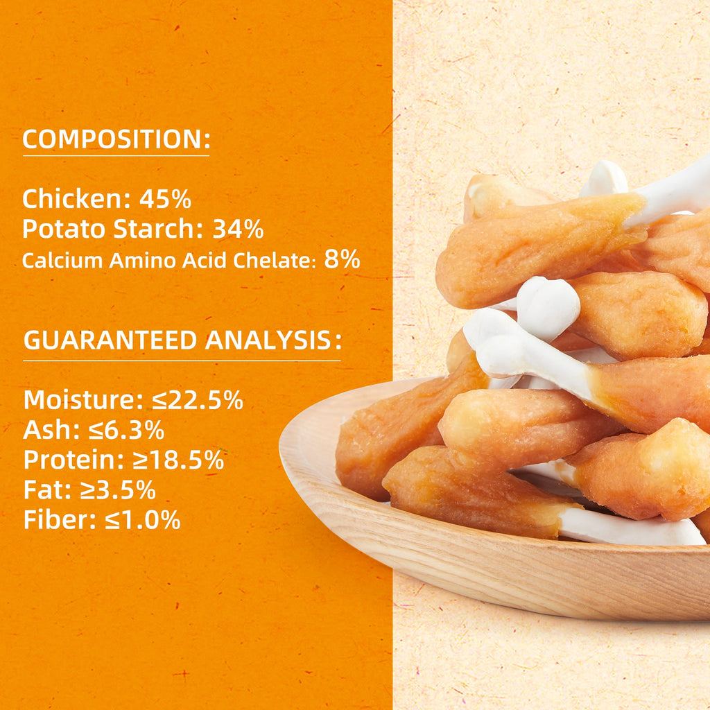 Chewy Chicken Dog Treats Rawhide Free Real Chicken Calcium Bone, Teeth Clean Breath Fresh Dog Training Treats