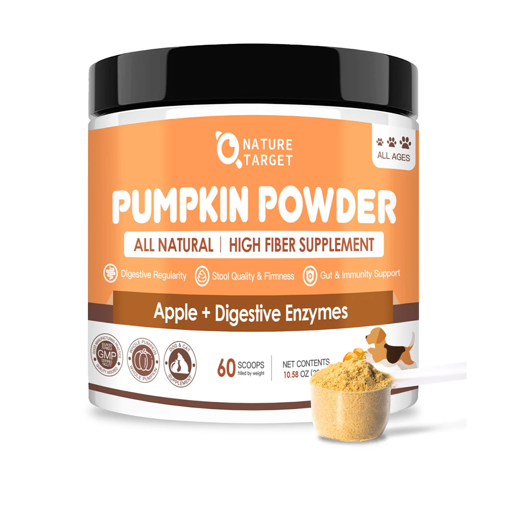 Dog Pumpkin Powder 4000mg with Apple Flesh 500mg & Digestive Enzymes, 60 Servings