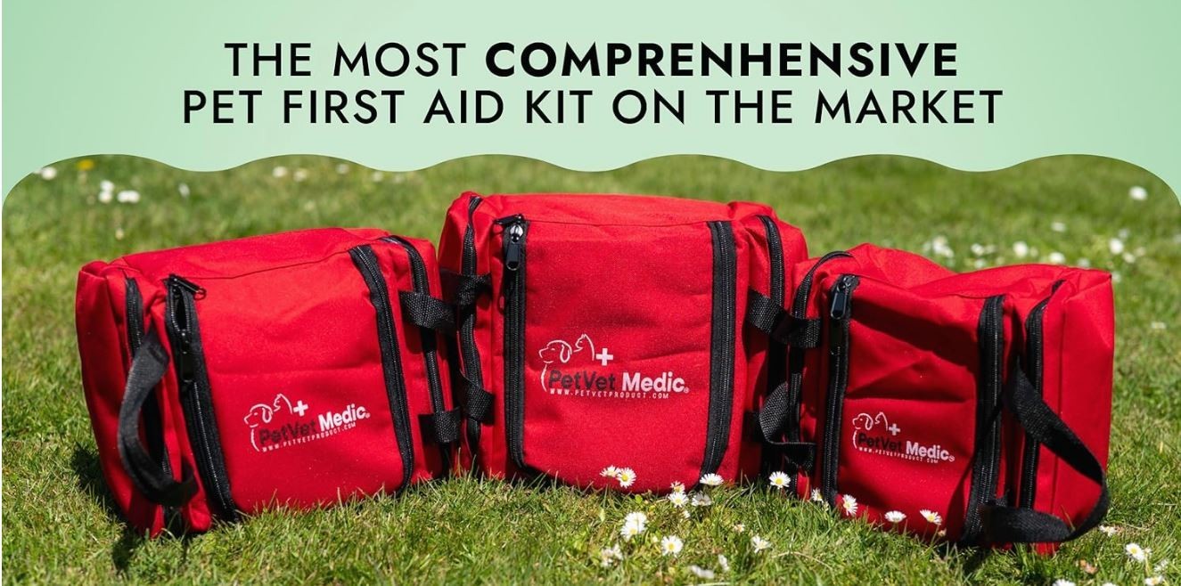 PetVet Medic® Large Pet First Aid Kit – 120+ Piece Dog & Cat Emergency Kit with Veterinarian-Curated Supplies & First Aid Guide