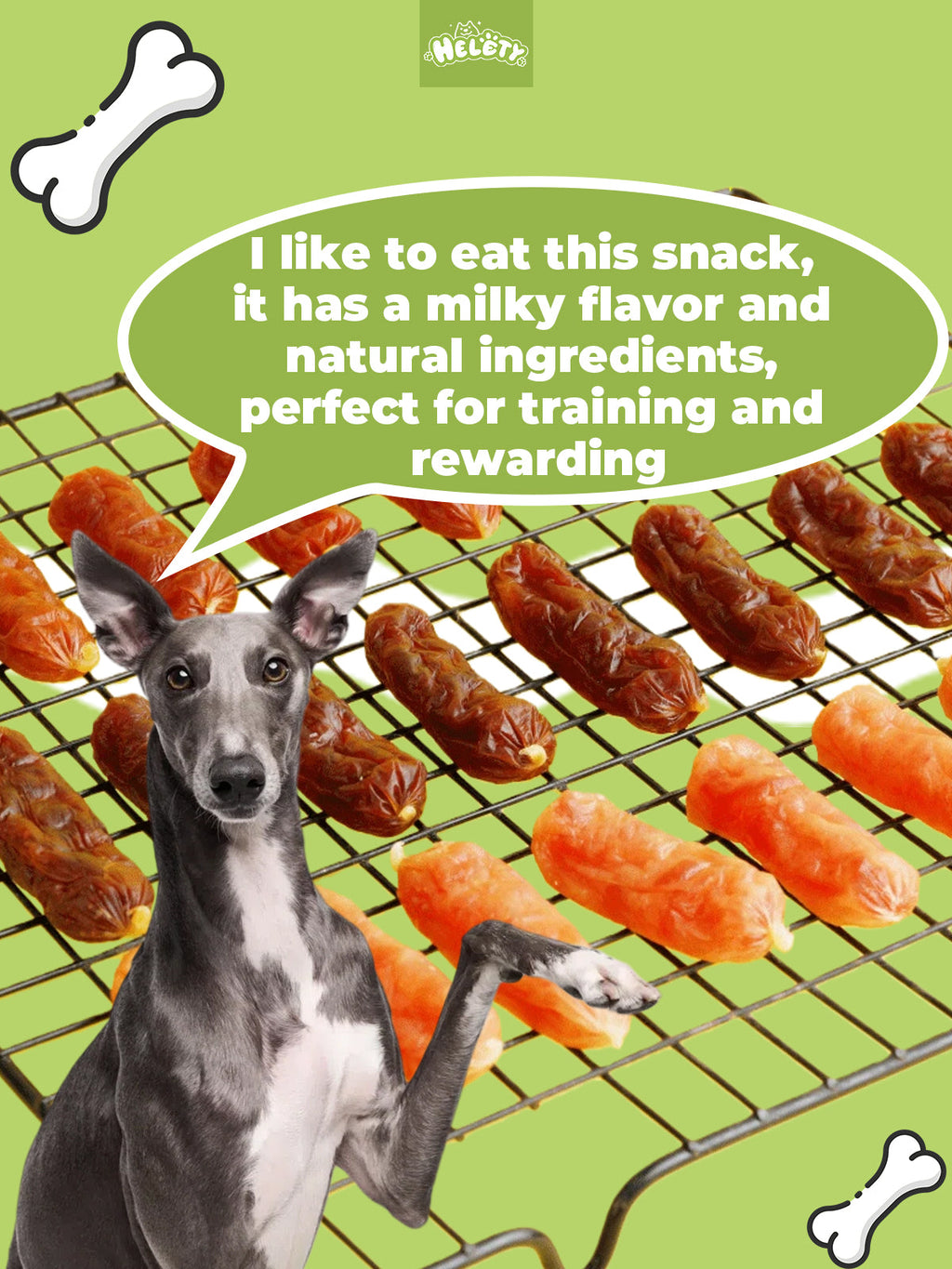 Helety Meat Sausage Dog Treats, Chicken Duck Beef 3 Flavors, Soft Chewy Snacks, Dog Training Treats