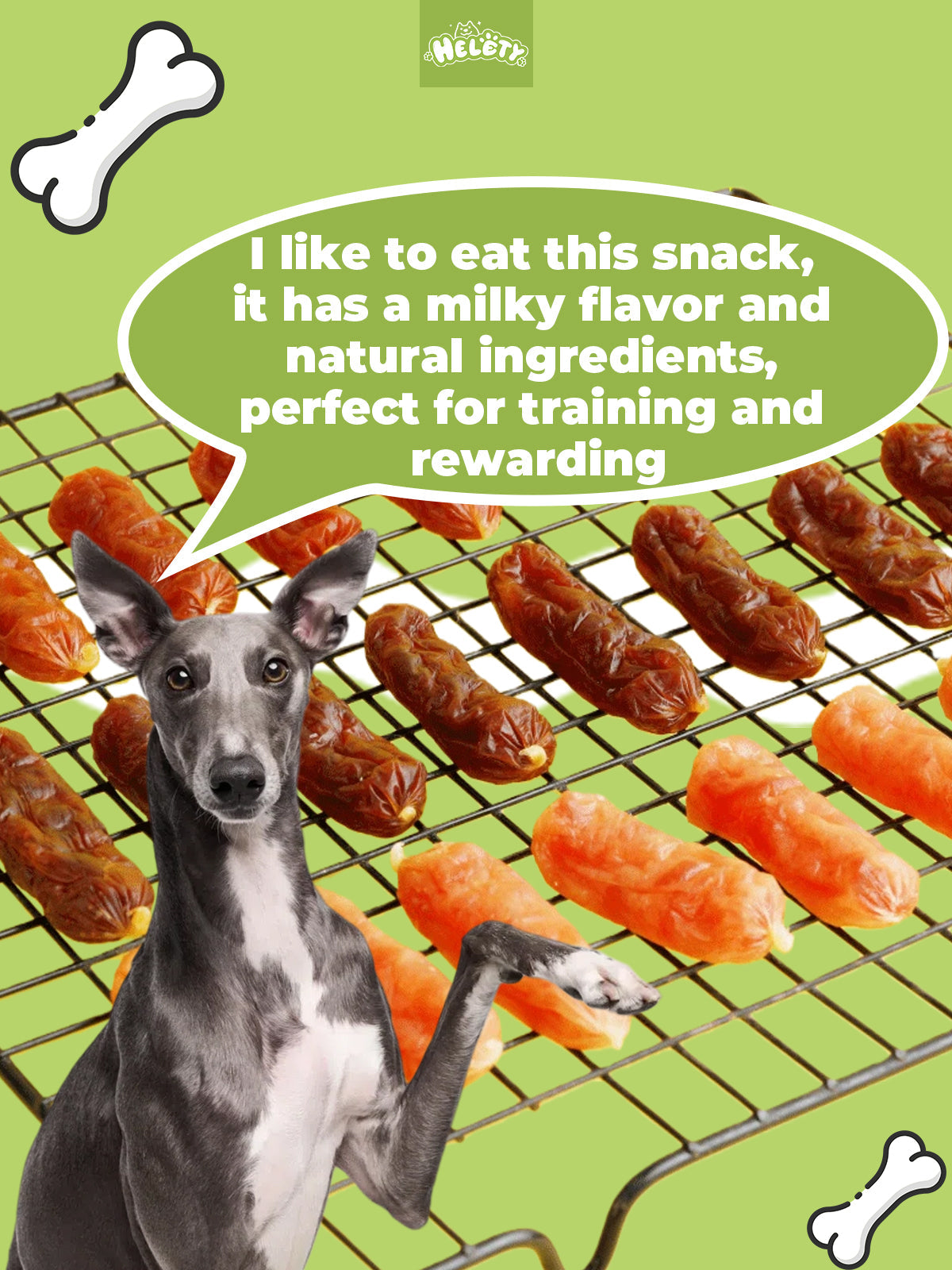 Helety Meat Sausage Dog Treats, Chicken Duck Beef 3 Flavors, Soft Chewy Snacks, Dog Training Treats