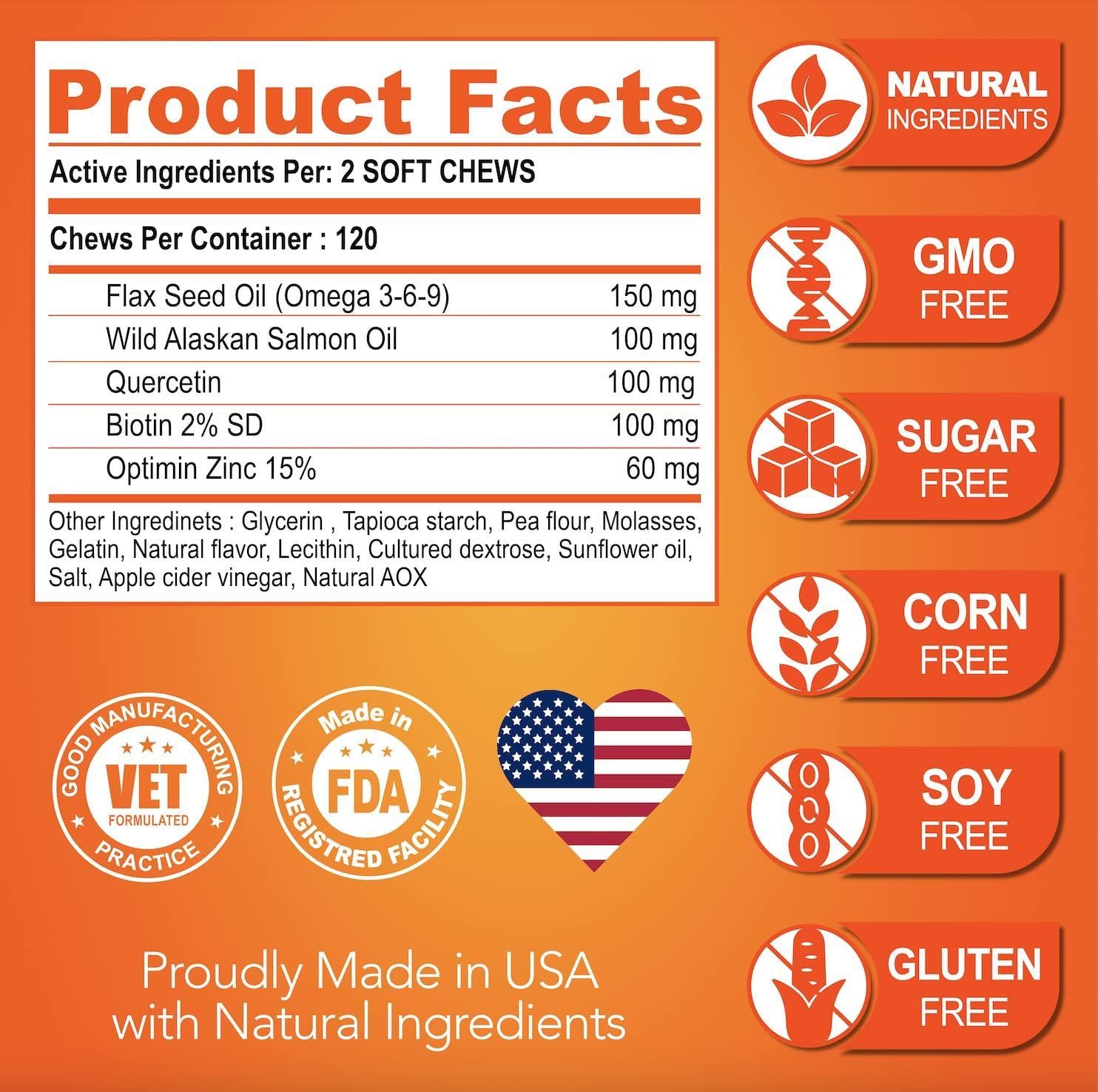 Dog Skin & Coat Supplement, Omega 3 and fish oil