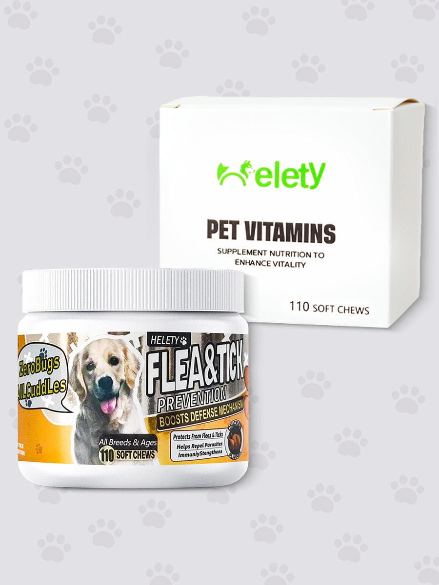 Helety Dog Vitamins for Skin & Coat Care, for Dogs & Puppies, 110 Soft Chews Canine Nutritional Supplement