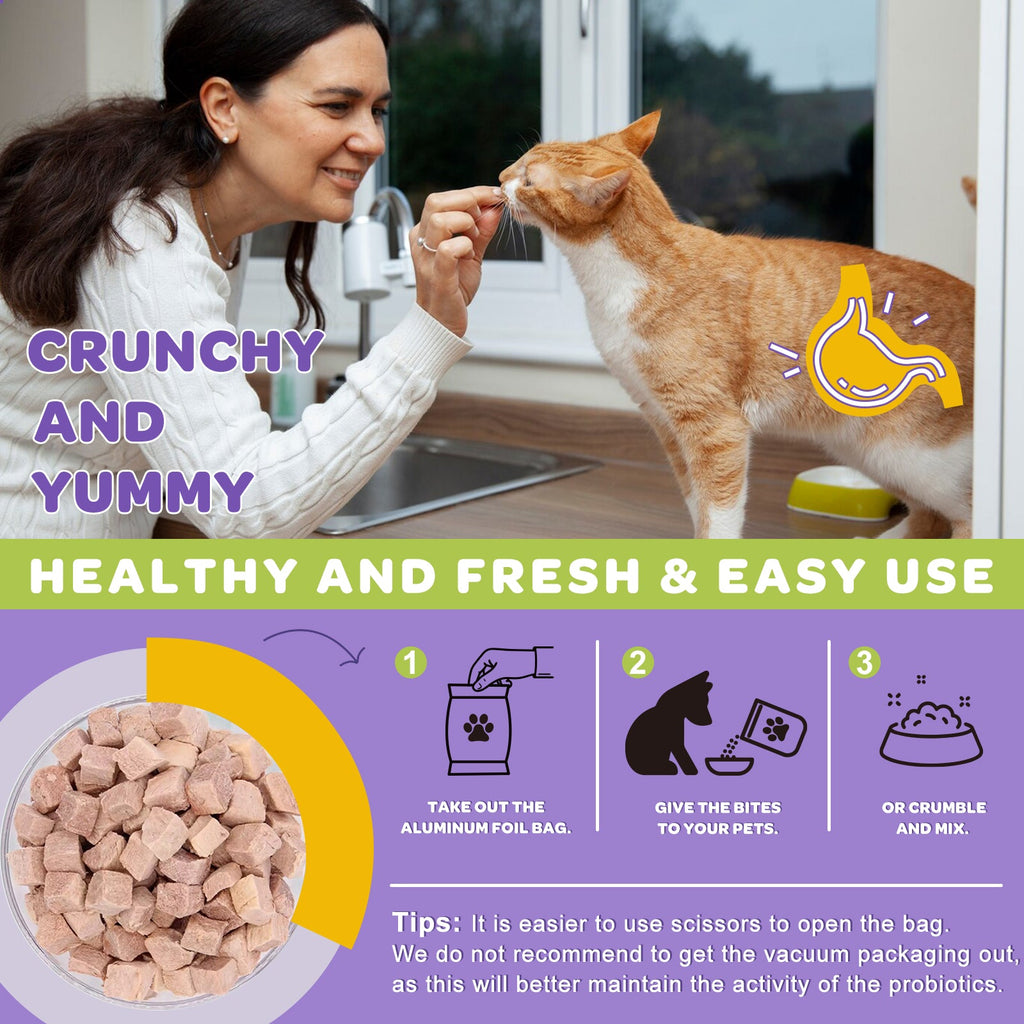 Dog & Cat Probiotic Chews 6B CFUs, 12 Strains, Omega-3 100mg, Duck Flavor, 120 Chews
