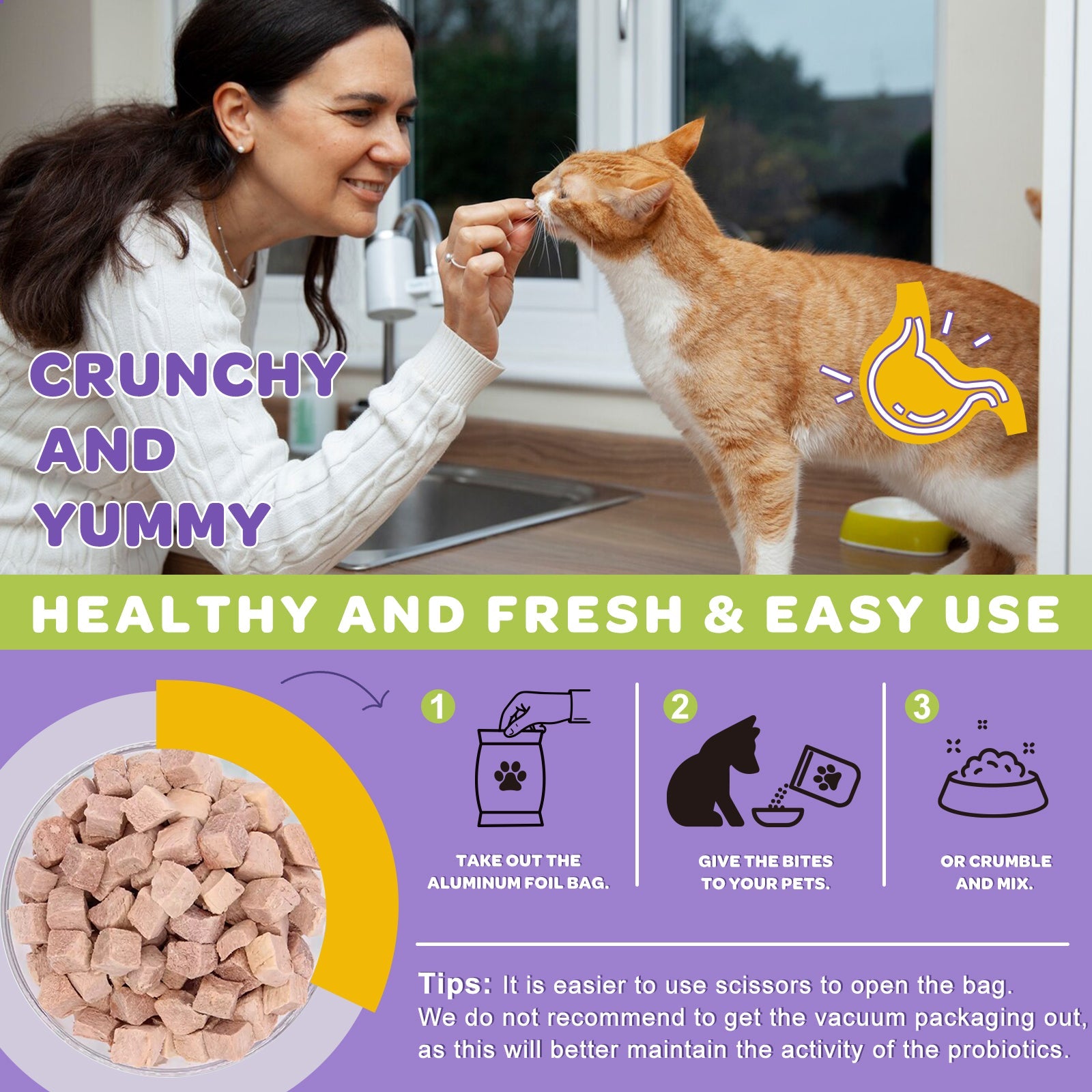 Dog & Cat Probiotic Chews 6B CFUs, 12 Strains, Omega-3 100mg, Duck Flavor, 120 Chews