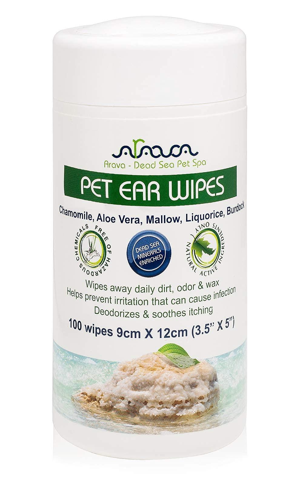 Ear Cleaner Wipes for Dogs, Cats, Puppies & Kittens by Arava