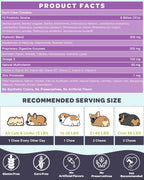 Dog & Cat Probiotics 6B CFUs 12 Strains with Prebiotic 300mg, Digestive Enzymes 200mg & Omega-3, Salmon Flavor, 120 Chews