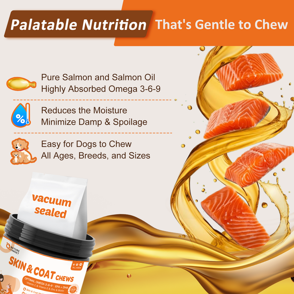 Dog Omega-3 Fish Oil Chews 320mg, EPA 63mg & DHA 84mg, Salmon Flavor, 120 Soft Chews