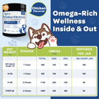 Dog & Cat Omega-3-6-9 565mg with EPA 160mg, DHA 100mg, Zinc, Biotin & Vitamin C+E, Salmon Flavor, 180 Chews