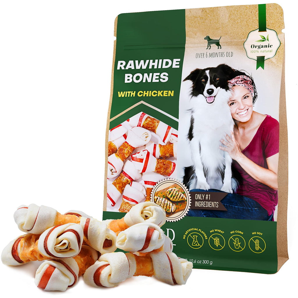 Dog Rawhide Sticks Wrapped with Chicken Natural Chew Treats