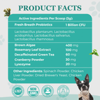 Dog Dental Powder with Probiotics, Brown Algae & Green Tea, 180g / 60 Scoops