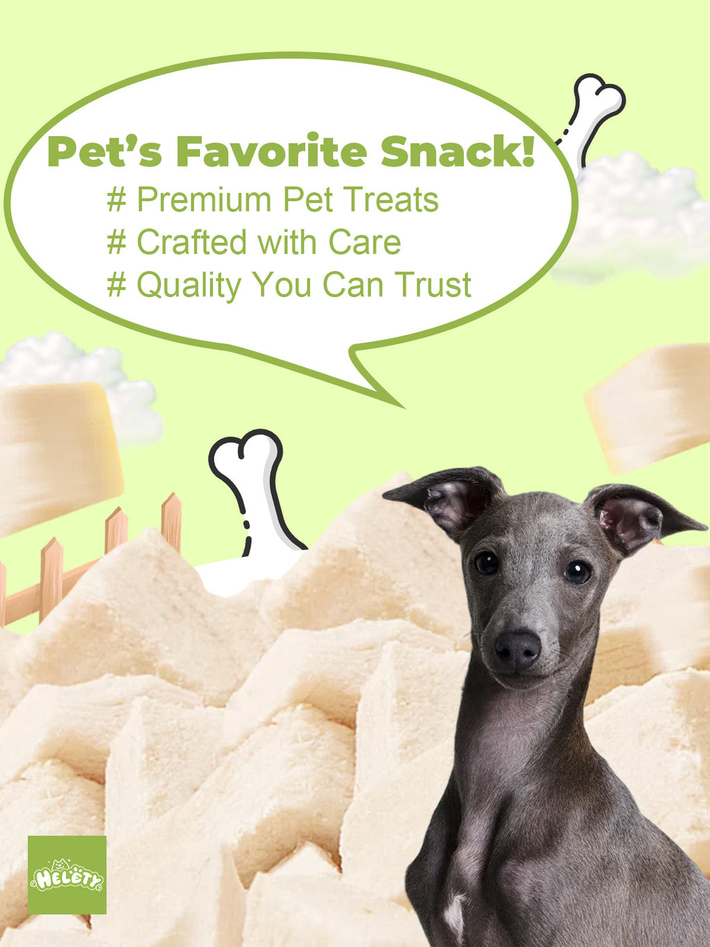 HELETY Freeze Dried Chicken Nuggets Dog Treats, Crumble as Meal Topper for Pets, Single Ingredient, High Protein