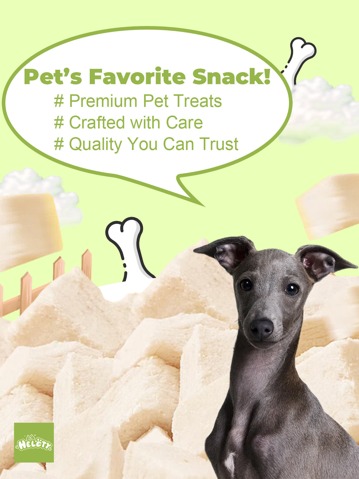 HELETY Freeze Dried Chicken Nuggets Dog Treats, Crumble as Meal Topper for Pets, Single Ingredient, High Protein