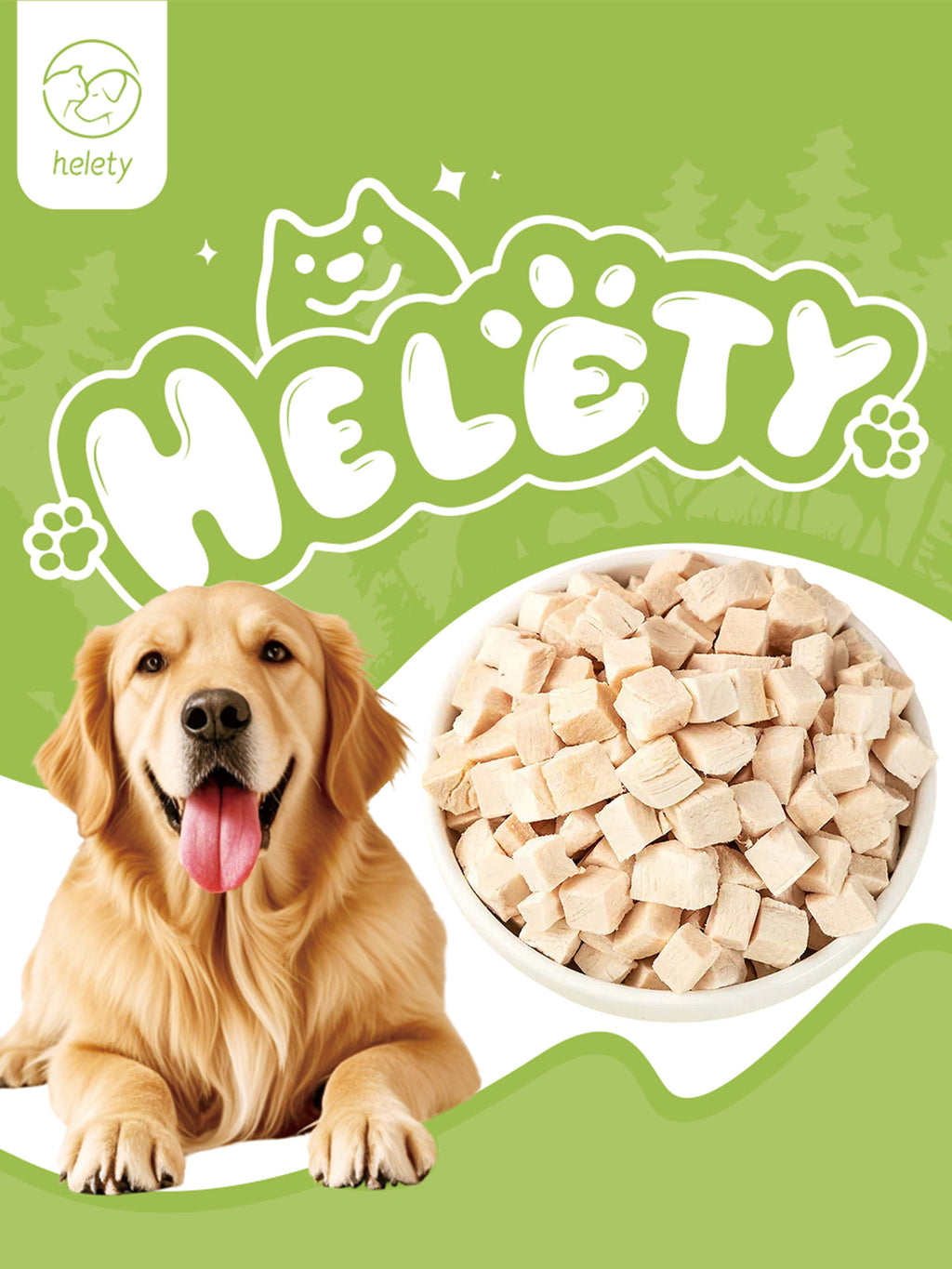 HELETY Freeze Dried Chicken Nuggets Dog Treats, Crumble as Meal Topper for Pets, Single Ingredient, High Protein