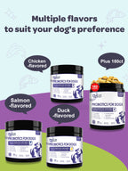 Dog & Cat Probiotics 6B CFUs 12 Strains with Prebiotic 300mg, Digestive Enzymes 200mg & Omega-3, Salmon Flavor, 120 Chews
