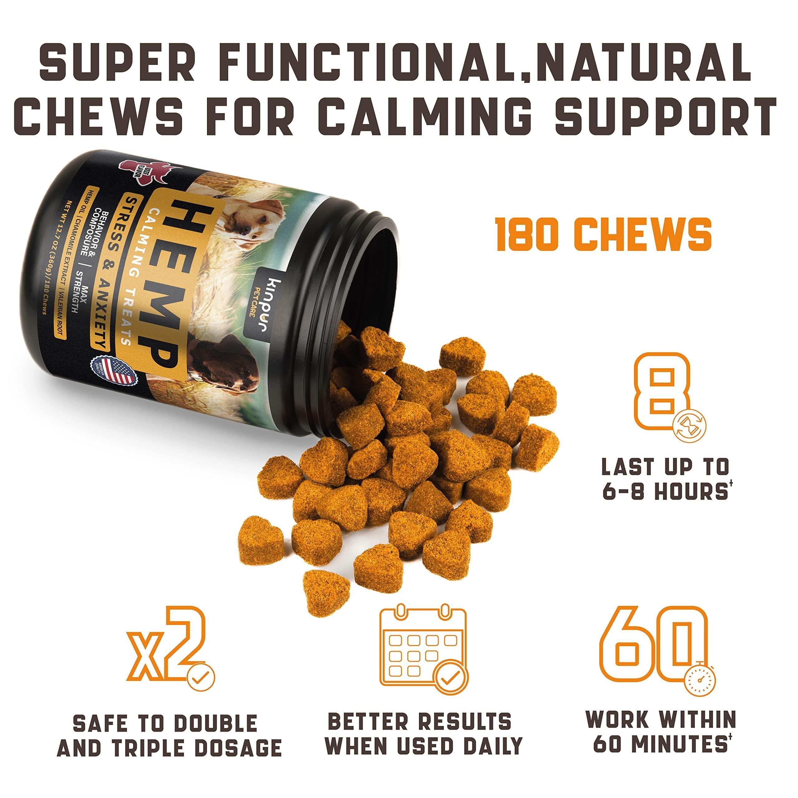 Kinpur Pet Care Calming Chews for Dogs with Hemp Oil   Aid During