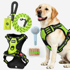 HELETY Dog Walking Gift Set – No Pull Harness + Leash + Grooming Brush + Dog Treats