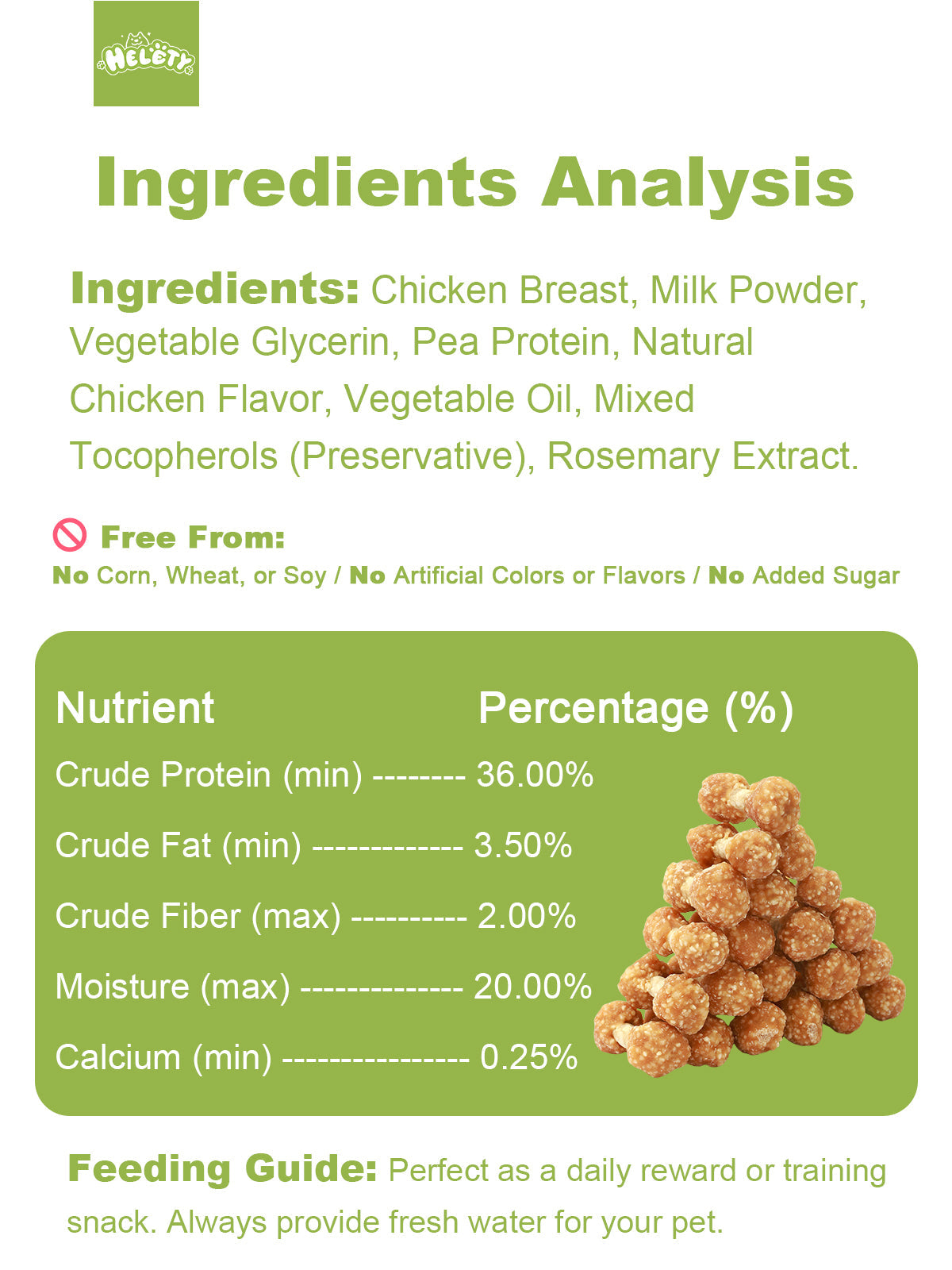 HELETY Dog Training Treats, Natural Chicken Flavor Rewards, Grain Free Treats for Small & Large Dogs