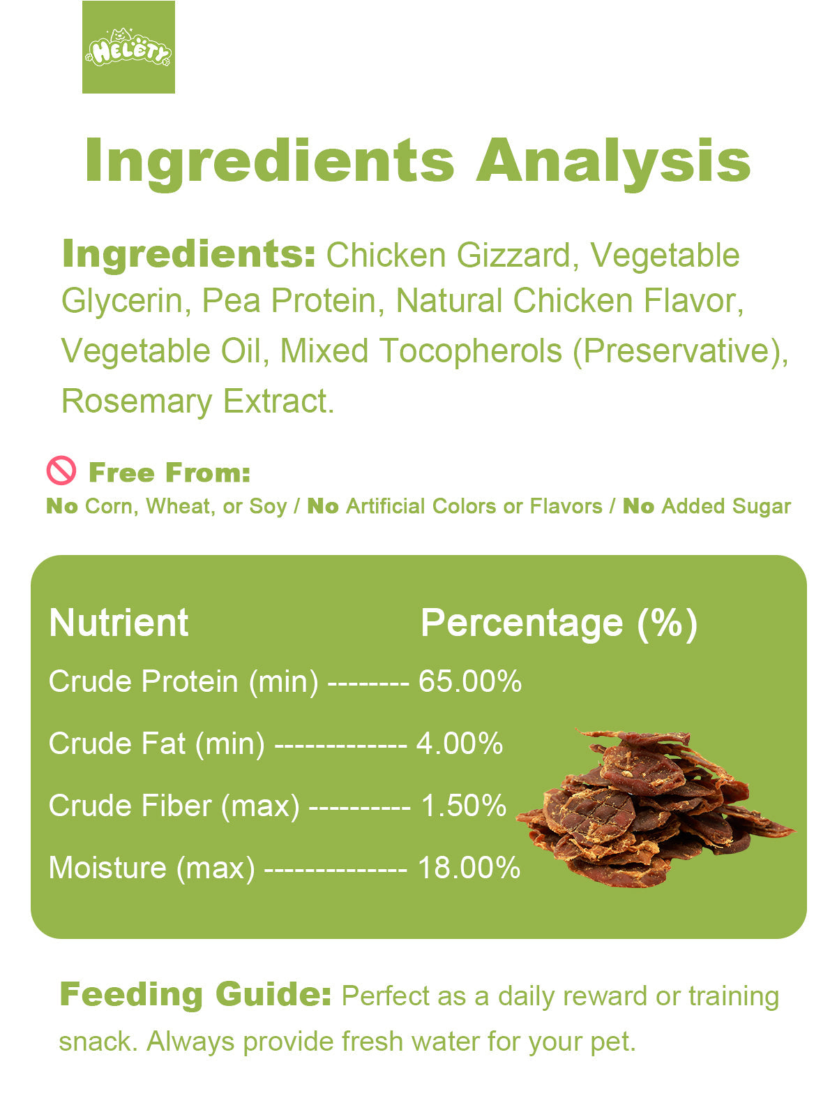 HELETY Dog Treats, Natural Chicken Flavor, Soft Chews for Daily Training, High Protein Snacks for Puppies & Adult Dogs