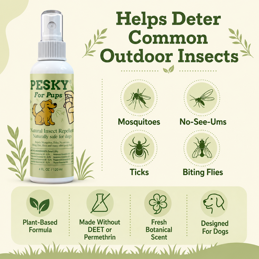 🐶 PESKY® for Pups Plant-Based Insect Deterrent Spray for Dogs 2oz