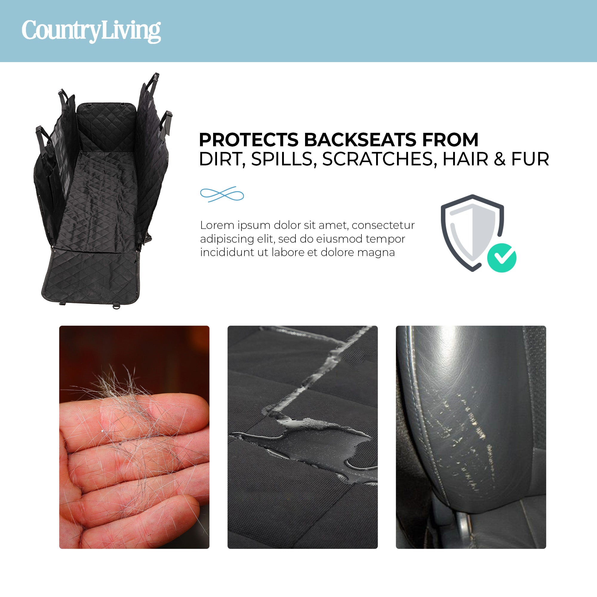 Waterproof Backseat Car Hammock Dog Cover  Non-Slip & Scratch Proof