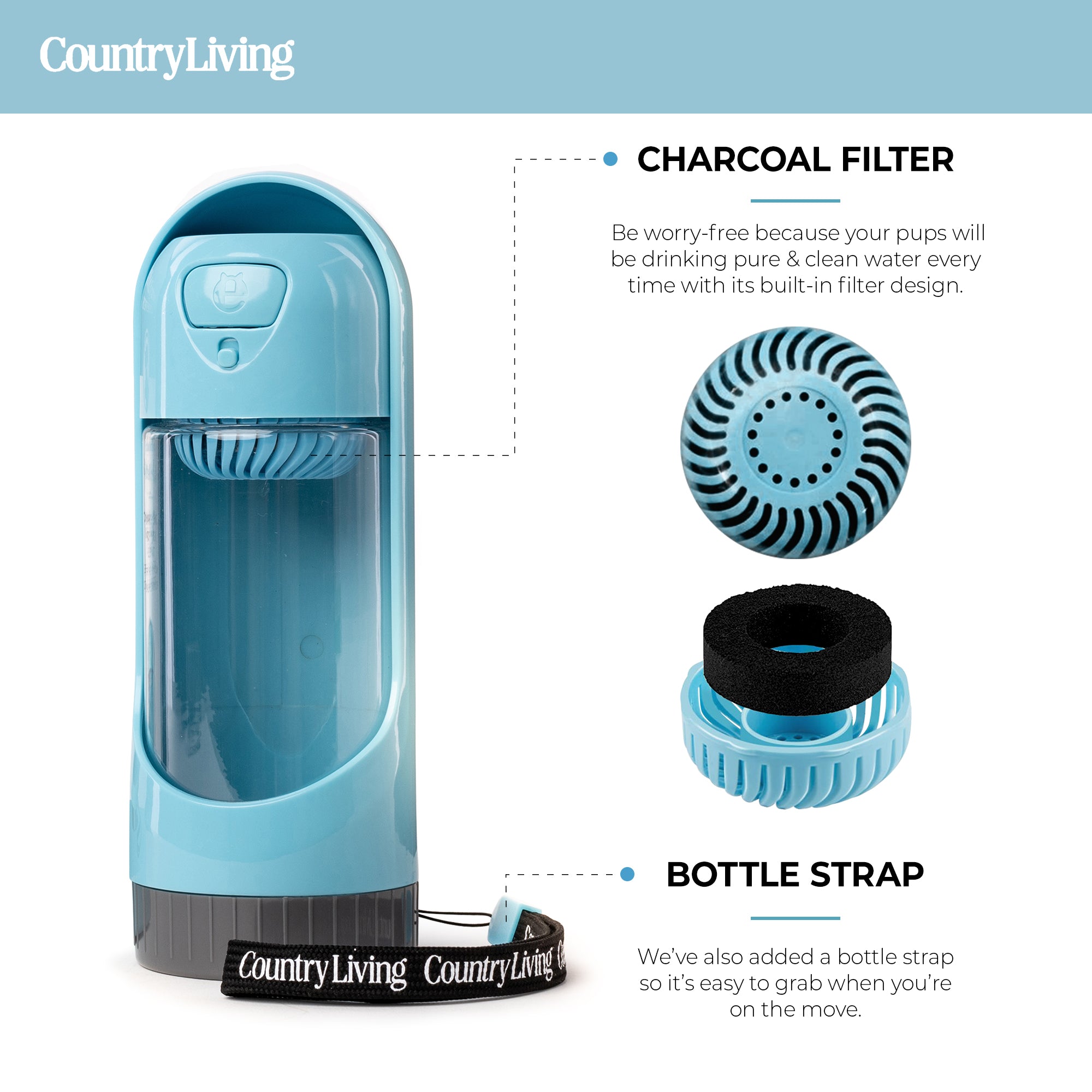 💧 Portable Dog Water Bottle – Leak-Proof, Foldable with Charcoal Filter