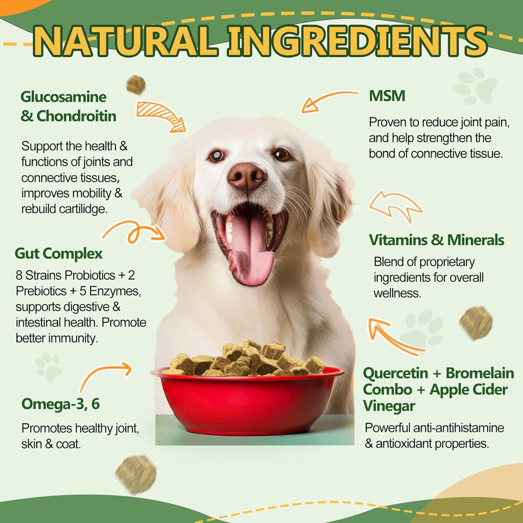Dog & Cat Multivitamin 15-in-1, Glucosamine 450mg + MSM 120mg, Chicken Flavor, 100 Softgels