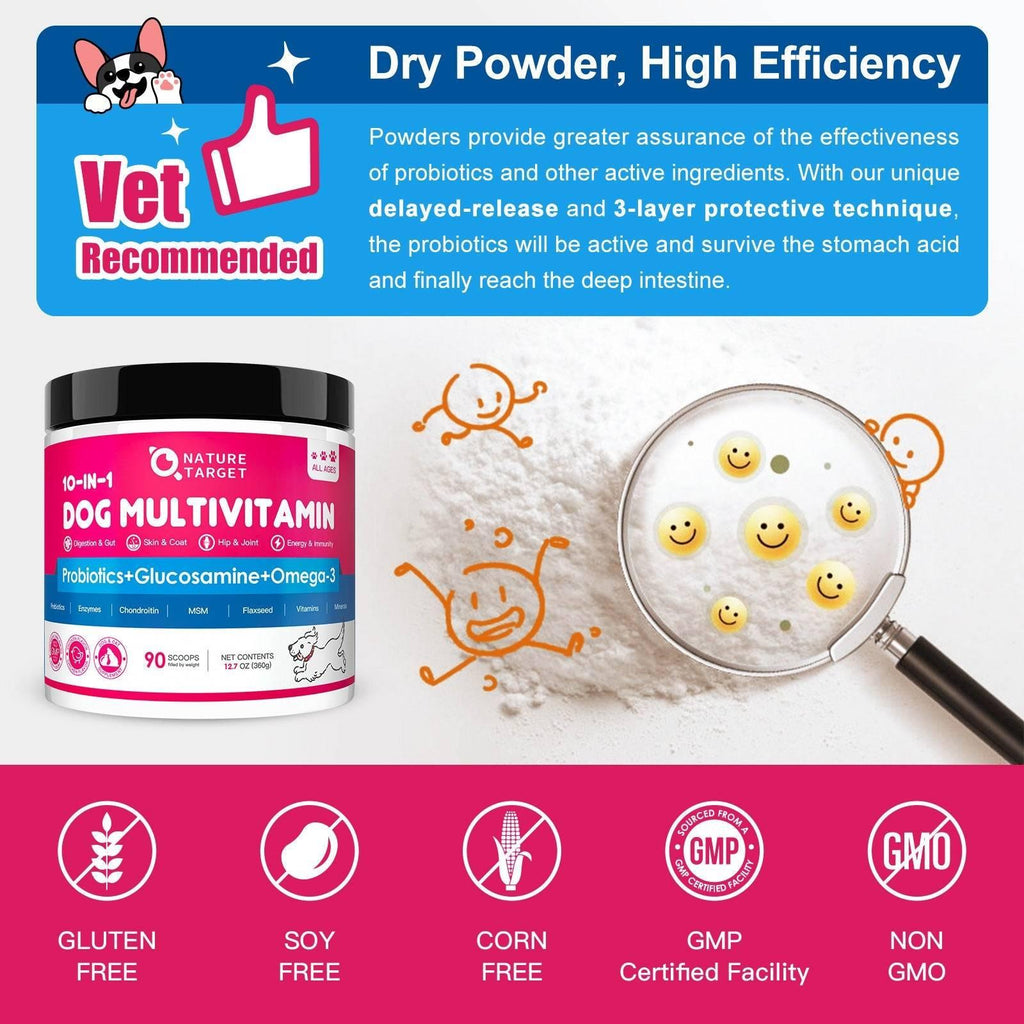 10-in-1 Multivitamin for Dogs & Cats, Glucosamine + Probiotics 5B CFUs + Omega-3, Chicken Flavor, 90 Servings