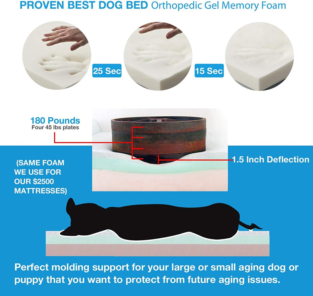 Pet Support Systems Lucky Dog Orthopedic 7" Memory Foam Dog Bed with Bolster - REFURBISHED