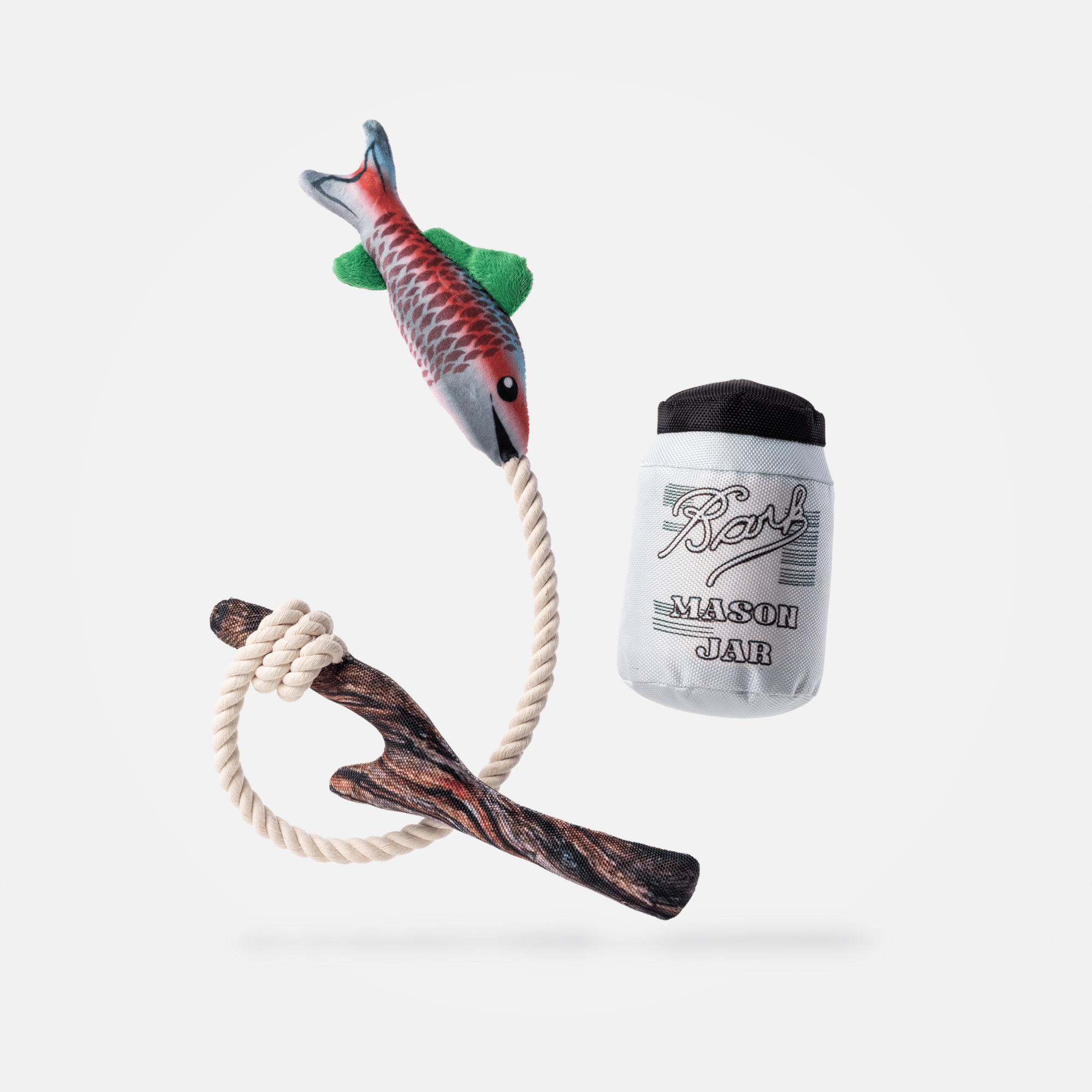 Durable Fish & Mason Jar Dog Toys  2 Pack for Aggressive Chewers