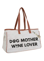 Magid Canvas Wine Tote "DOG MOTHER WINE LOVER"