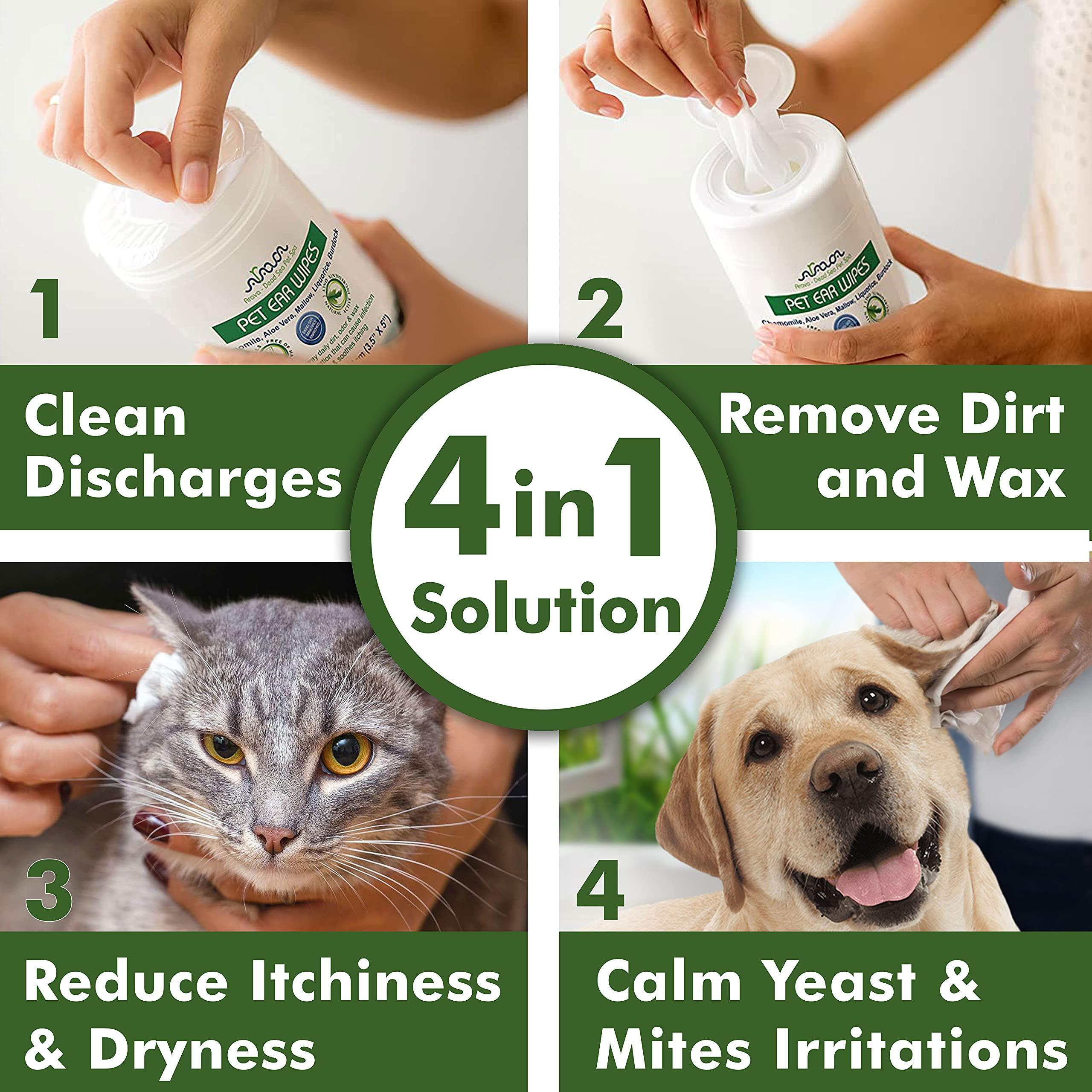 Ear Cleaner Wipes for Dogs, Cats, Puppies & Kittens by Arava