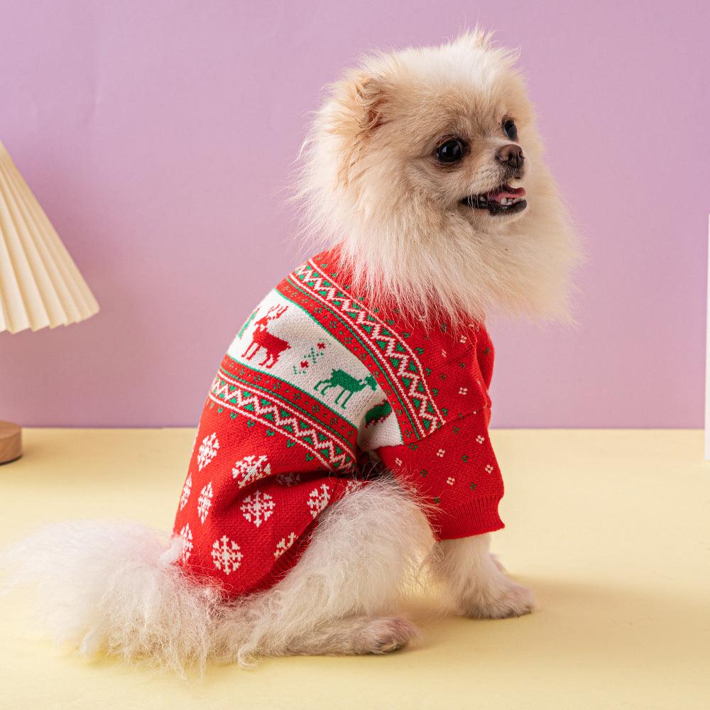 Festive Holiday Pet Sweater - Cozy Knitted Wool Christmas Dog Sweater