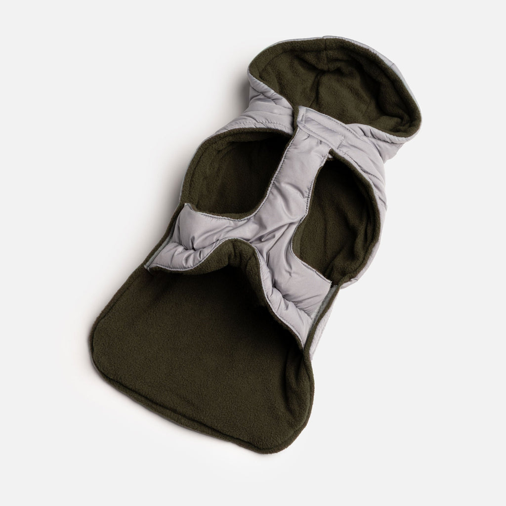 Jackson Dog Jacket  Grey Water-Resistant Coat with Cold-Alert Patch &