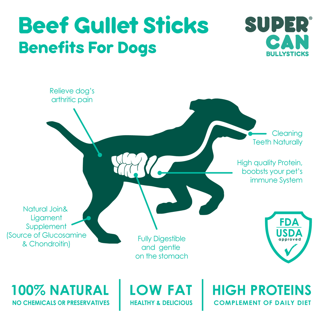 6" Beef Gullet Sticks - 8onz Bag