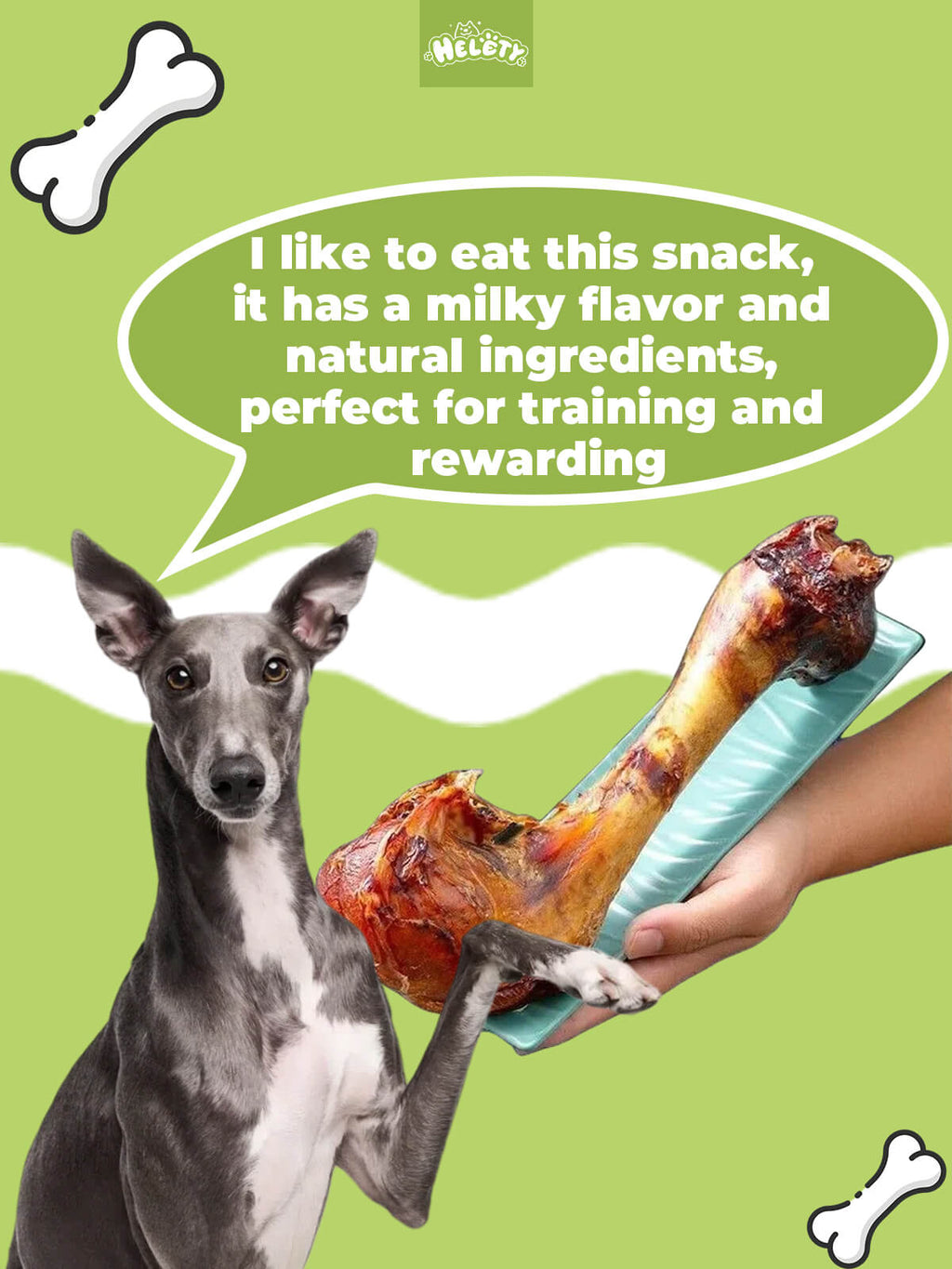 HELETY 1PCS Beef Bone Chews for Dogs, Long Lasting Chew Treats, Dental Health for Medium & Large Dogs